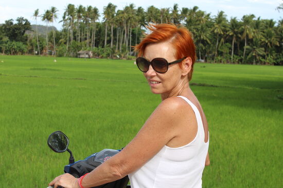 Reisfelder und Palmen. Diese Kombination von Grüntönen.....