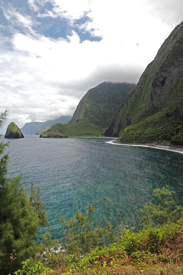Die Klippen von Moloka'i fallen bis zu 1000 Meter fast senkrecht ins Meer ab. Wo kann man so etwas sonst auf diesem Planeten sehen? Früher haben in jeder dieser engen Schluchten Menschen gelebt. Seitdem die Hawaiianer im 19. Jahrhundert von importierten Seuchen heimgesucht wurden (Masern, Röteln, Mumps, TBC, Lepra, Syphilis), sind diese Täler verwaist.