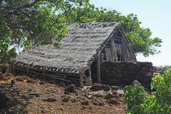 Diese Rekonstruktion eines hawaiianischen Hauses hielt sich nahe an ein tatsächlich hier stehendes Haus, das bis ins 20. Jahrhundert hinein bewohnt war. Der Rahmen ist teilweise aus Bambus und das Dach mit einheimischem Pili-Gras bedeckt.