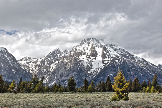 Rocky Mountains at their best
Der Grand Teton Nationalpark beherbergt neben den imposanten Bergen auch zahlreiche Seen und hier unten im Tal fliesst der Snake River. Obwohl dies die Ostseite der Rocky Mountains ist, findet der Snake River weiter im Süden noch seinen Weg nach Westen, wo er, an der Grenze der Bundesstaaten Idaho und Washington, in den grossen Columbia River mündet.