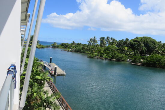 Letzter Blick von unserem Balkon auf Hafen und Meer.