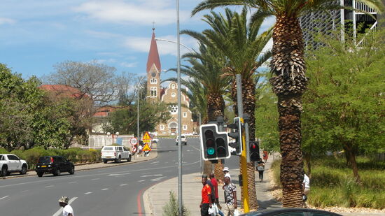 Die Christuskirche in Windhoek. Evangelisch-lutherische Kirche von 1907-10 erbaut.. Sie dient immer noch Gottesdiensten.