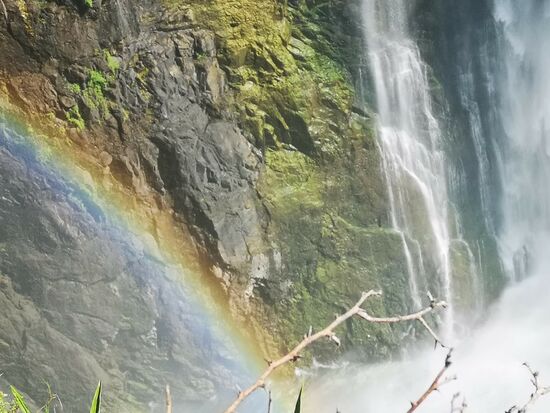 Durch das Sonnenlicht bilden sich immer wieder schöne Regenbögen.