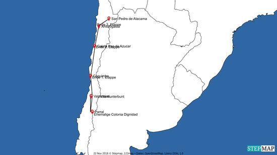 Hier nun endlich die erste Karte meiner bisherigen Route.