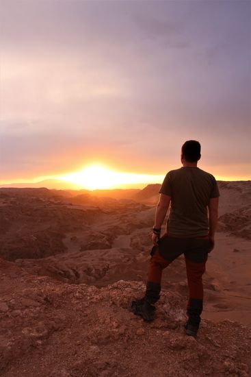 Valle de la Luna während des Sonnenuntergangs.