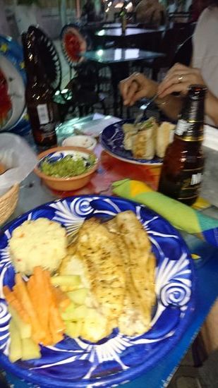 Typisch Campeche, völlig "feuerfreies" mexikanisches Essen, aber lecker war`s trotzdem