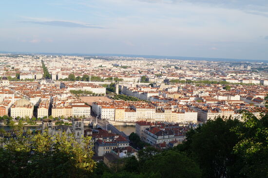 Blick über Lyon vom Hügel der Notre Dame de Fourviere