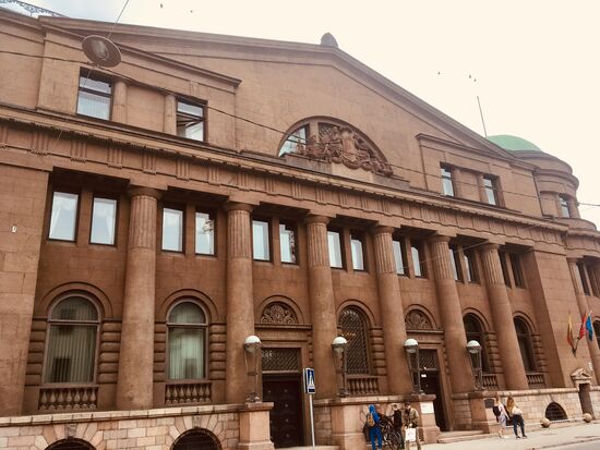 Ein Beispiel der Modernismusarchitektur - die Bank von Kaunas