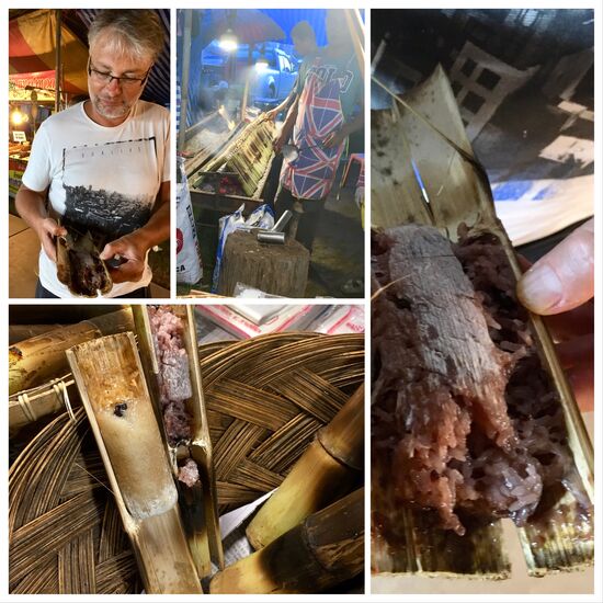 Gegrillter Zuckerrohr mit Reis