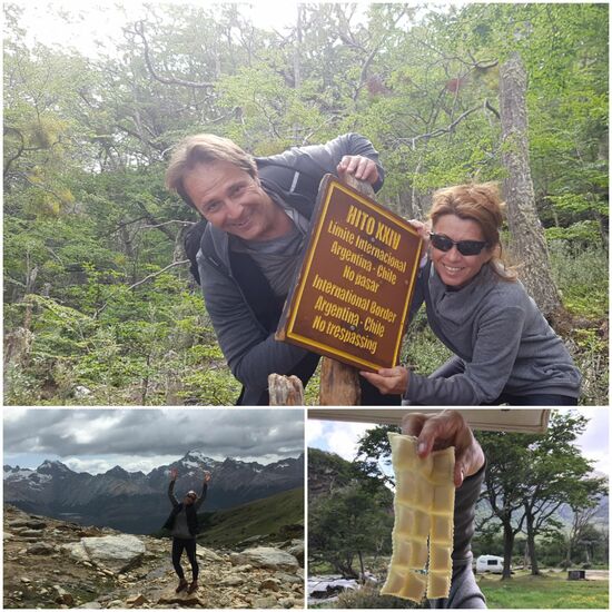 Der Grenzübergang im Wald , die Freunde nach einem moderaten Marsch, die Pasta vor dem kochen!