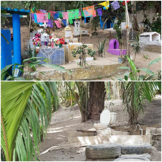 Friedhof und das Open Air Klo, welches zu 100% in Betrieb und sauber war!