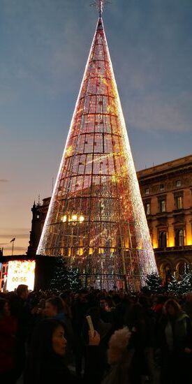ein etwas abstrackter Christbaum am Platz vor dem Dom
