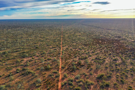 Blick nach Westen auf den Anne Beadell Hwy.
