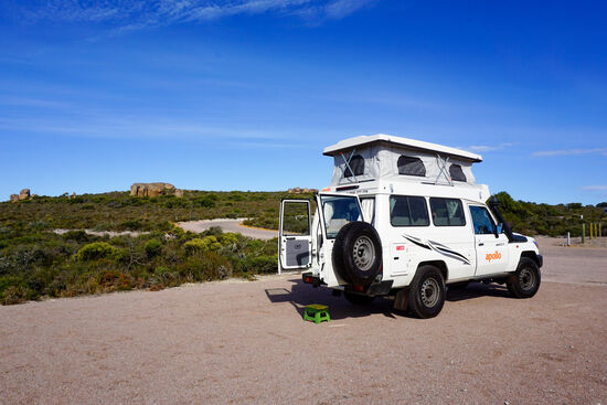 unser Standplatz am Campingplatz in der Lucky Bay