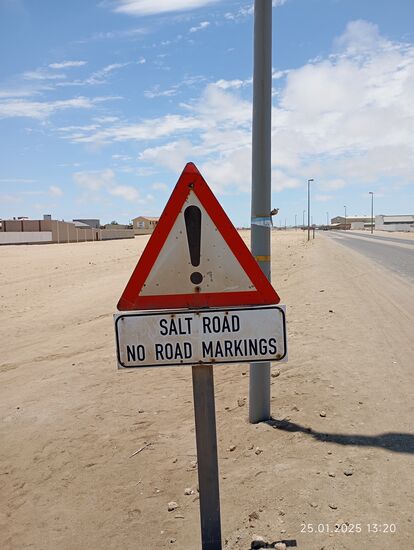 Da wird einfach auf dem Wüstensand eine dicke Schicht Salz aufgebracht, Wasser darauf gespritzt und dann platt gewalzt. Das Wasser verdunstet, Salz und Sand bilden eine befahrbare feste Schicht. Da Regen nicht vorkommt, bleibt die Schicht erhalten. So wurden Hunderte von Kilometern entlang der Küste für Autos befahrbar gemacht und ermöglichen ein Tempo um 80 km/h