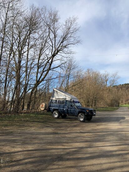 auf dem Parkplatz einer Vogelbeobachtungsstation.