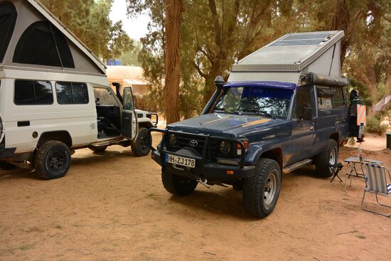 Unser Camp im Schatten riesigen Tamarisken