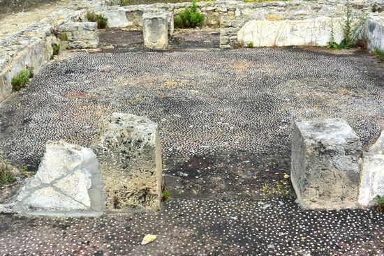 Mosaikfußboden in der Eingangshalle