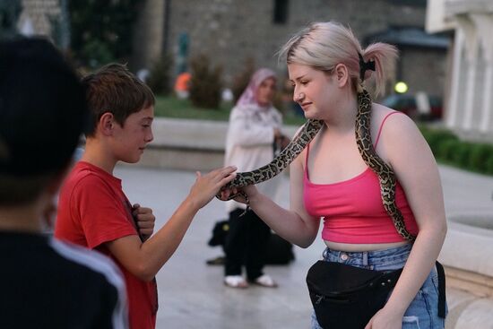 wer möchte sich für ein Foto die Schlange um den Hals legen ?