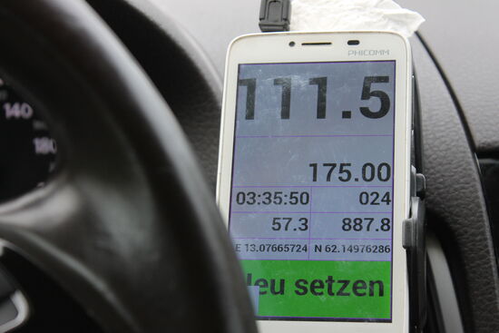 Auf dem Weg ins Etappenziel habe ich die höchste Wegstrecke auf einem Berg erreicht. 887,8 m.