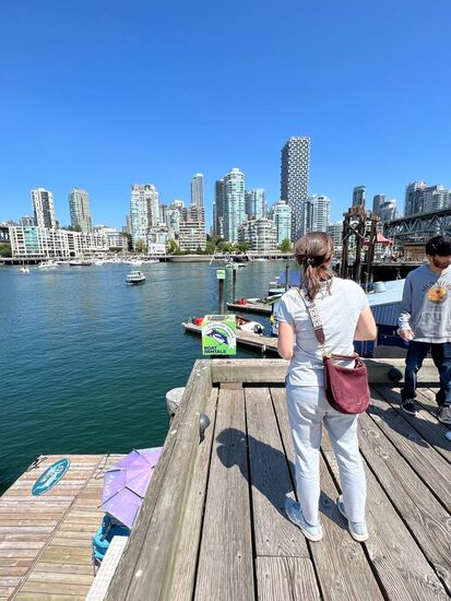 Blick auf Downtown von Granville Island