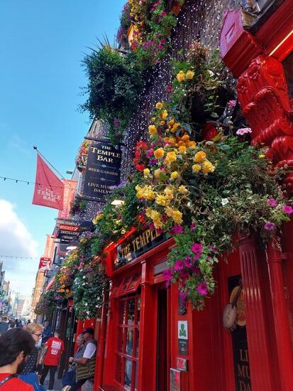Überall bunte Pubs mit herrlichen Sommerblumen