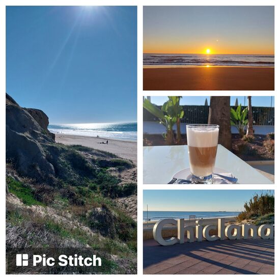 Hier in Chiclana liegt der Strand in Richtung Westen, jeden Abend sind herrliche Sonnenuntergänge garantiert.