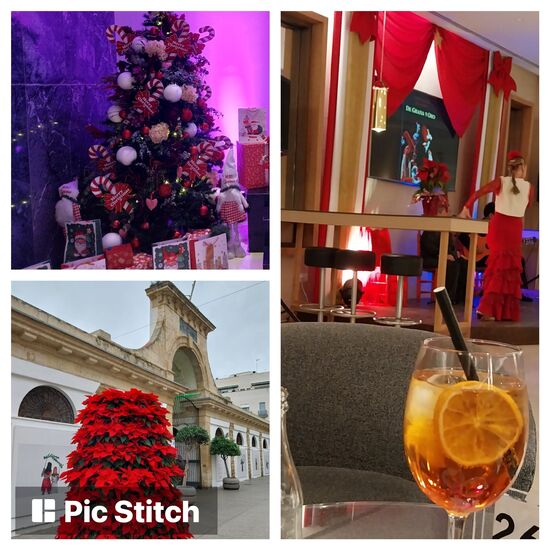Auf den Plätzen und im Hotel alles weihnachtlich geschmückt- abends gibt's eine Flamencoshow
