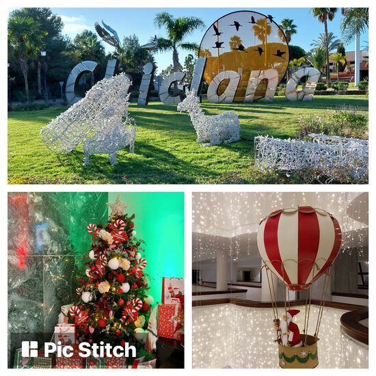 Alles weihnachtlich geschmückt- die Kreisel und die Hotels von innen in Chiclana