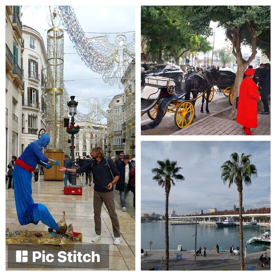 Sehenswert die Weihnachtsbeleuchtung in Malaga: Engel hängen über der Straße, tausende von Lichtern, überall glitzert es!