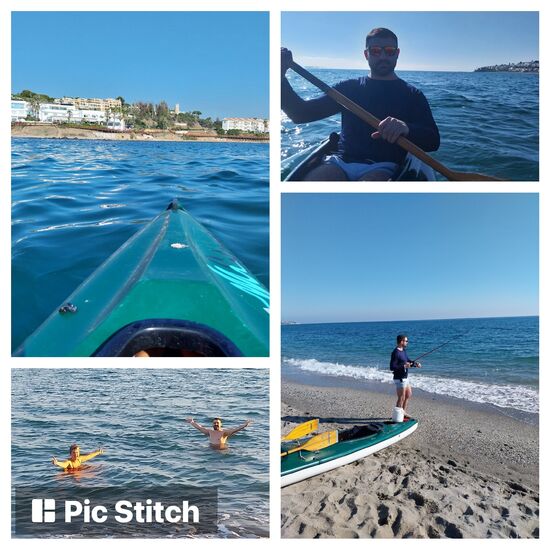 Costa de Miljas- zwischen den Feiertagen genießen wir einfach das Strandleben: Baden (recht frisch nur 15 Grad Wassertemperatur), Kajakfahren und Angeln.