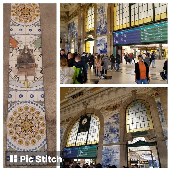 Bahnhof (Sao Bento) in Porto- Touristenmagnet wegen dem toll gekachelten Vorraum (Azulejo-Keramikfliesen) aus dem 19. Jahrhundert
