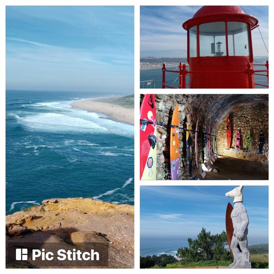 Blick vom Leuchturm (Farol da Nazaré) in Richtung Praia do Norte