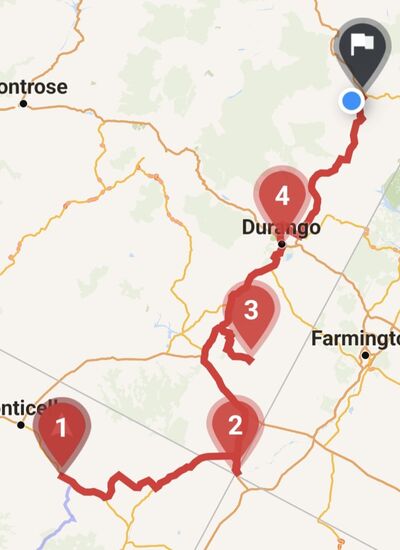 Blanding nach Pagosa Springs, 437 Kilometer