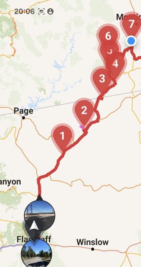 Flagstaff nach Blanding, 444 Kilometer.