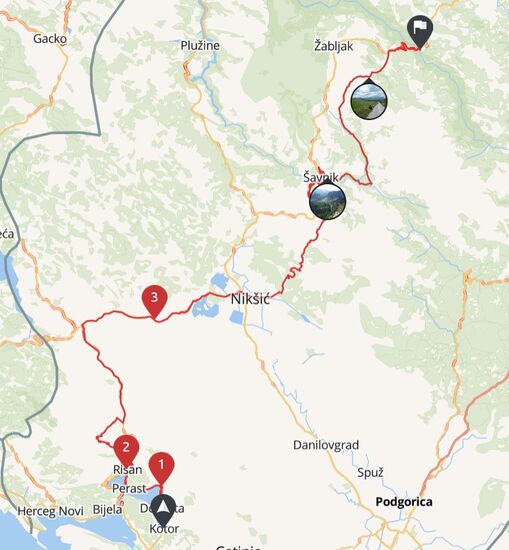 Montenegro, 204 Kilometer von Kotor zur Tara Brücke, üble Gewitter, Regen, kleinste, rutschige Straßen, spaßig.
