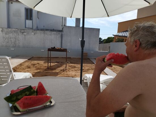 Willkommensmelonen von Carla, unserer Vermieterin. Auf ganzem Gebiet ein Kracher.