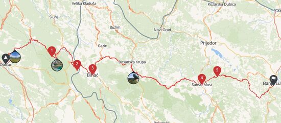 Von Otocac nach Banja Luka, 292 Kilometer, wunderschöne Landschaft, verlassener, alter Militärflugplatz, Schranke vor der Villa von Tito,