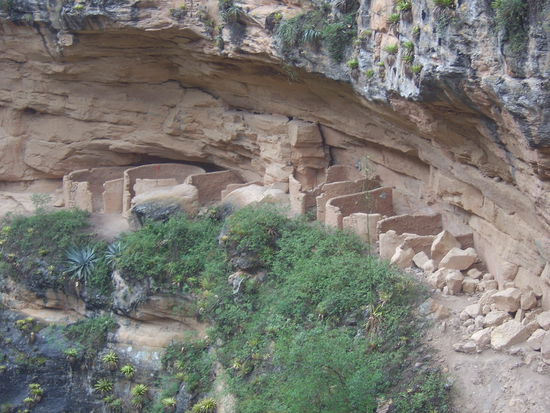 Die Überreste der Häuser von Wangli