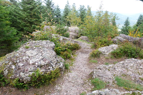 Der Roche Toquaine bietet eine schöne Aussicht auf das Mündungsgebiet von Moselle und Moselotte bei Remiremont
