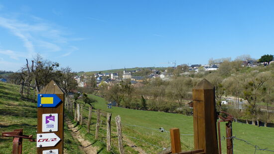 Wanderzeichen bei Manternach, Luxemburg