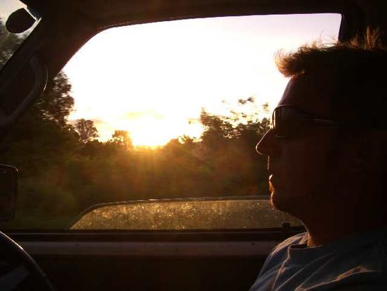 Sunset beim audofahren
