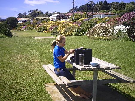 Essen kochen in der Sonne von Tasmanien
