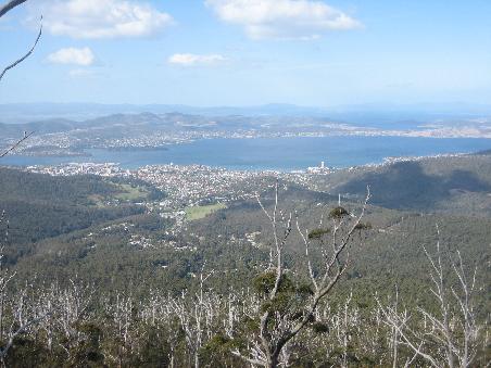 Blick auf Hobart von Mount Wellington