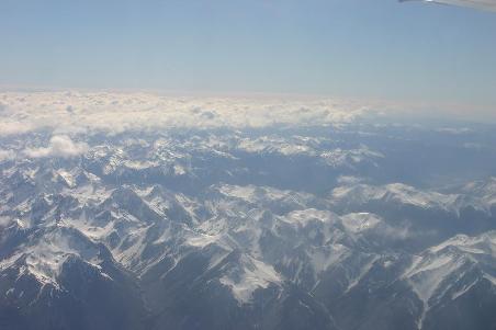 Blick auf die Neuseelaendischen Alpen vom Flugzeug aus