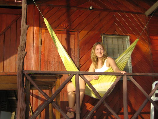 Melanie auf der Terasse