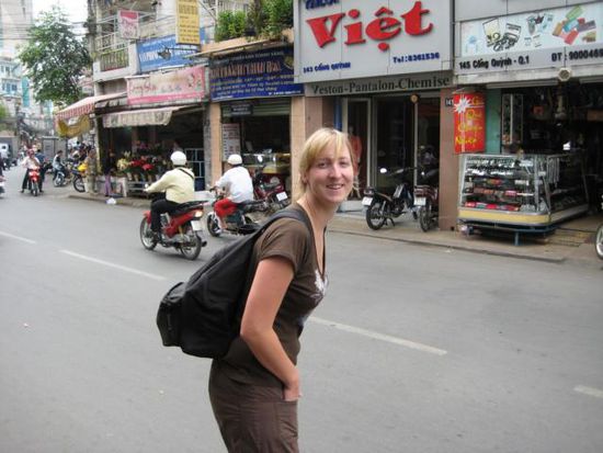In Saigon vor unserem Guesthouse Madame Chuc (uebrigens sehr gut).