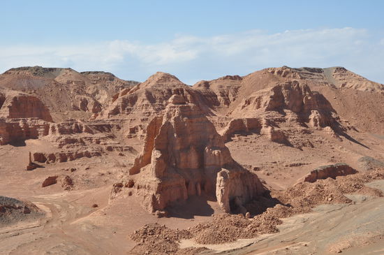 Die Landschaft aus dem Zug von Urumqi nach Lanzhou