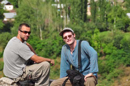 My mate John and me in Arslanbop - the place where Jason Stathams next movie will be filmed . A wonderful love story about this walnut picker from Arslanbop who falls in love with this girl from the mountains. The story behind all this is, that two girls in Osh thought that John was Jason Statham, and we of course made a big story out of it. Have fun dude, I miss you ! Was really great times with you !