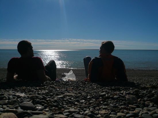 Nahe Rio Gallego - Fruehstueck am Atlatnik